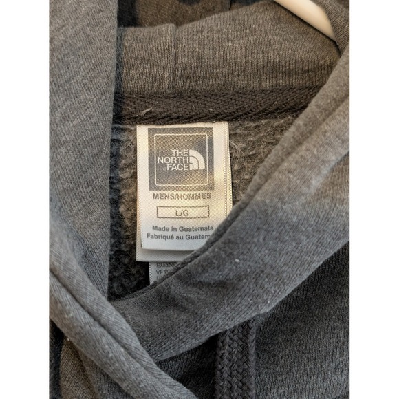 The North Face Mens L Grey Neon Yellow Logo Pullover Hoodie Sweatshirt NICE ! - Picture 3 of 5